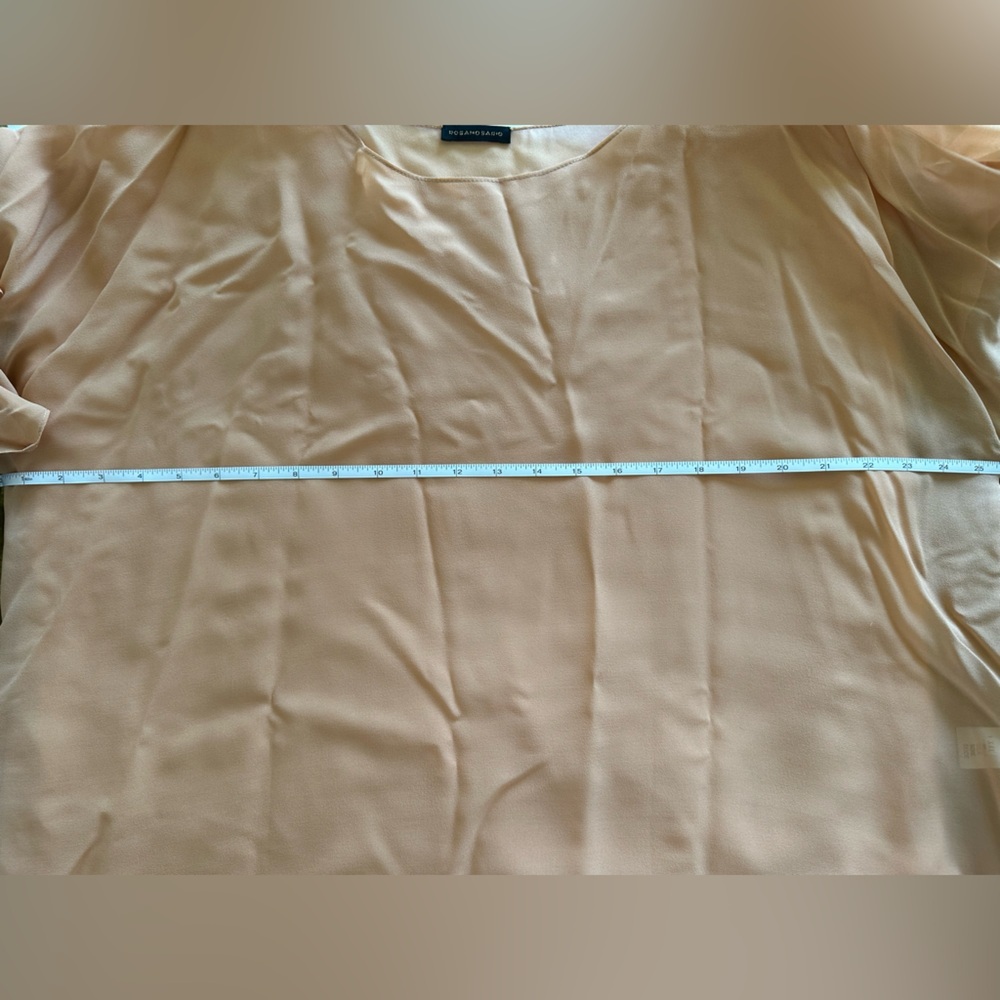 Rosamosario 100% Silk Georgette Oversized Cut Italian Silk Nude Tan Top Tee - Picture 8 of 12